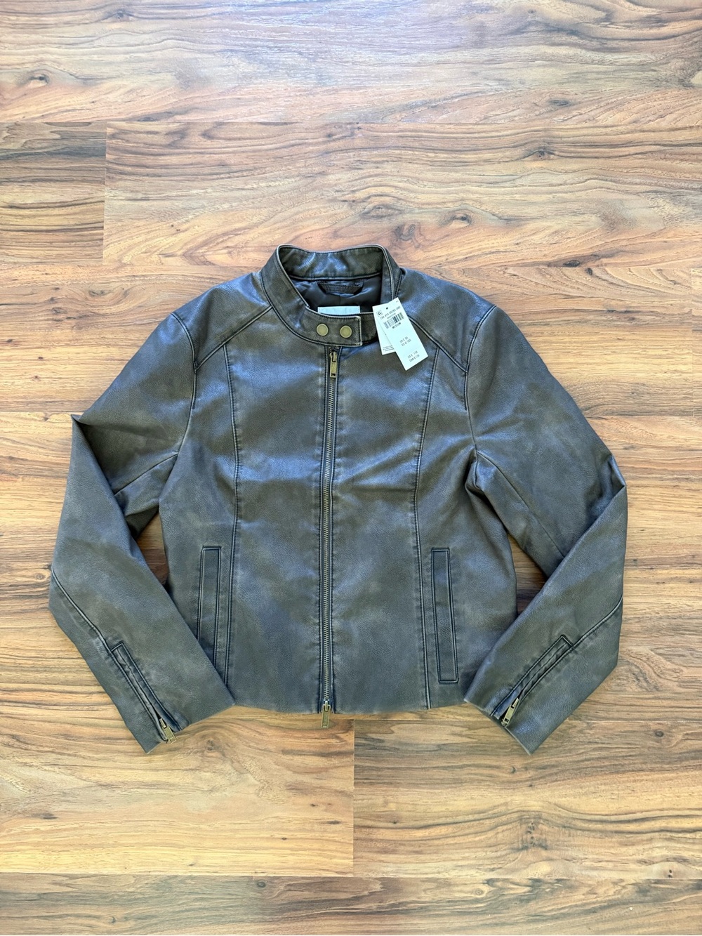 Abercrombie & Fitch Slim Vegan Leather Mockneck Jacket